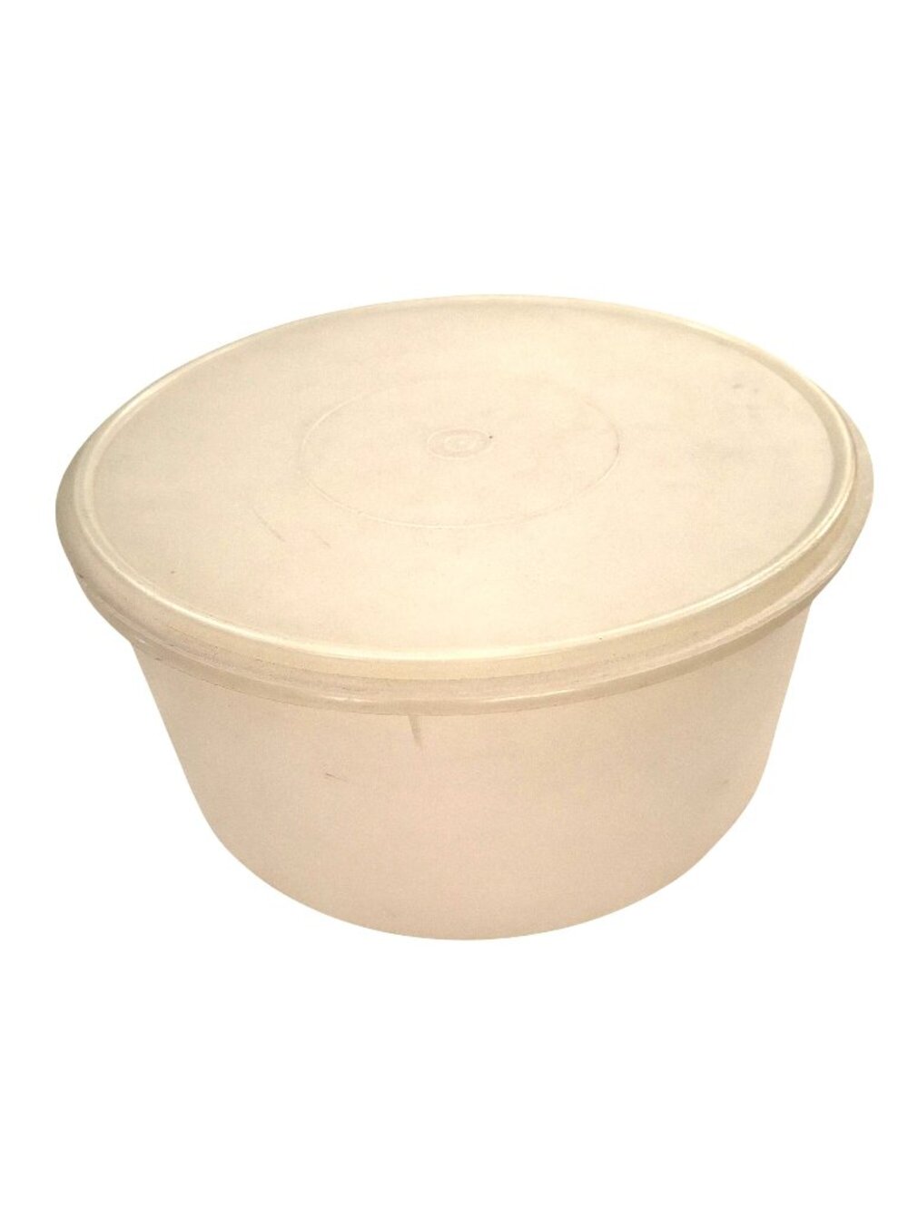 Tupperware Large Round Storage Bowl With Lid - 12" Diameter x 5.5" Height - Whit